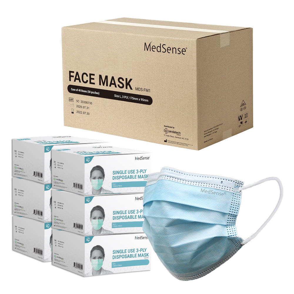 Medsense Disposable Face Masks With Ear Loops (fm1) 