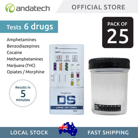 DrugSense DSU6 Urine Drug Test Dip Card (Pack of 25)